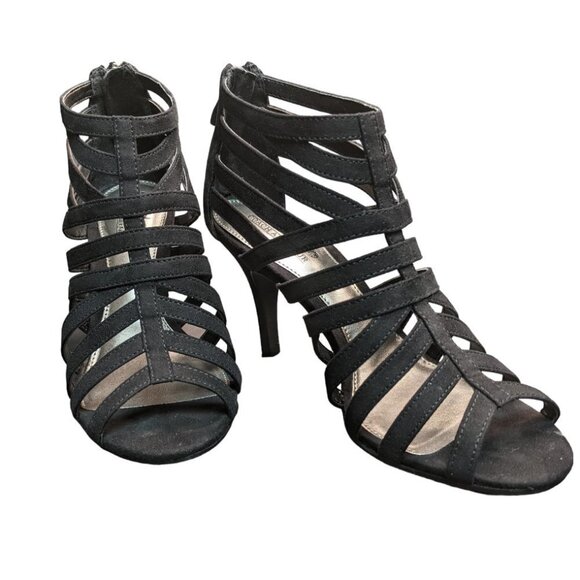 COACH AND FOUR Suede Lorelle Gladiator Style High Heel Sandals Black Size 6 - Picture 4 of 14